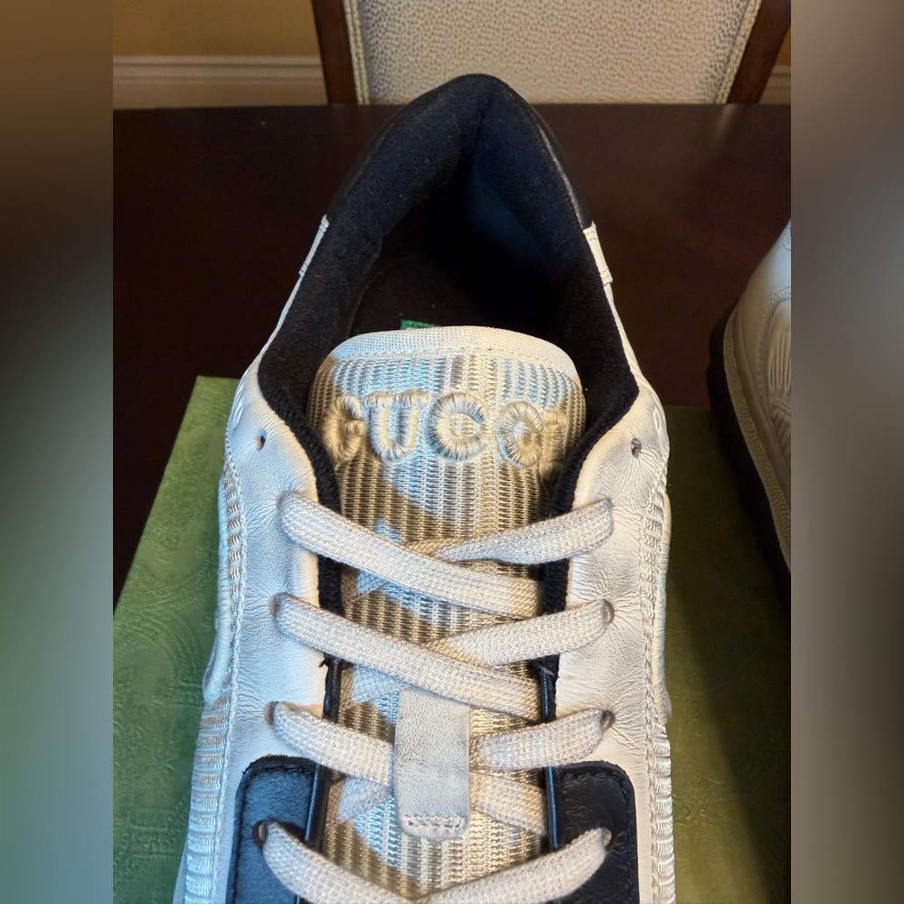 New Authentic Gucci Mac80 GG Logo Sneaker Shoes White Black Size UK 12 /US 12.5 - Picture 7 of 16